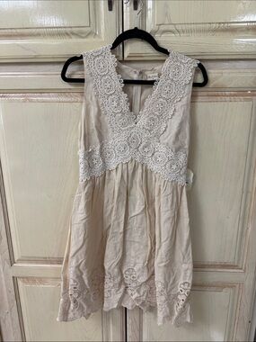 Altar'd State Cream Lace-Trim Mini Dress